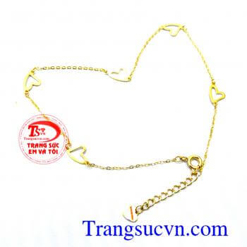 Lắc chân nữ vàng 18k trái tim