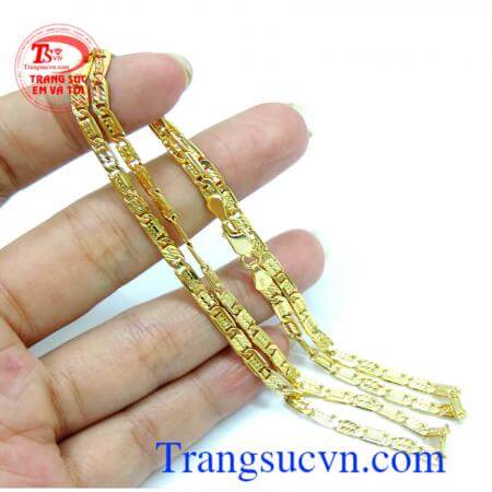 Dây chuyền vàng cá tính, dây nam vàng thiết kế cá tính mạnh mẽ dạng mảnh, nét khắc dứt khoát, tinh tế, dây chuyền vàng tây 10k