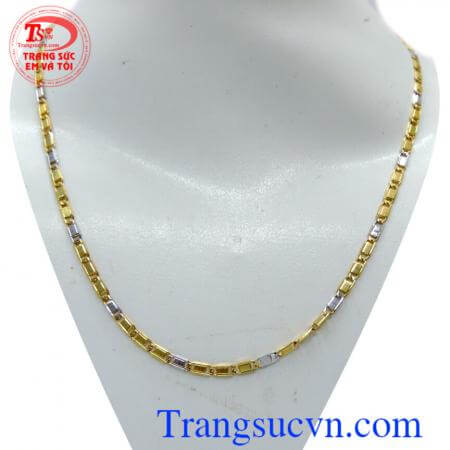 Dây vàng viên kẹo ngọt ngào, dây chuyền vàng tây 10k thiết kế hình mắt xích viên kẹo nối vào nhau xen kẽ mắt trắng mắt vàng không chỉ thể hiện sự ngọt ngào trong trái tim mà còn thể hiện là một người tinh tế, sâu sắc, nhiều cảm xúc