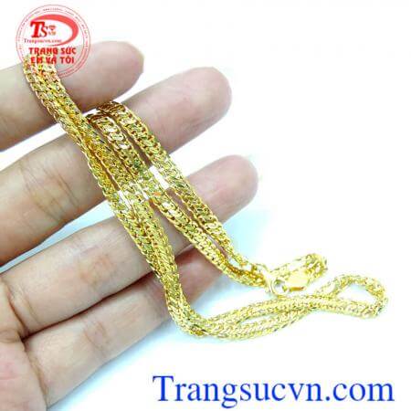 Dây vàng tình yêu kết nối, dây chuyền vàng 10k thiết kế mảnh dạng móc xích kép nối vào nhau như sợi dây kết nối bền chặt mối quan hệ lâu dà