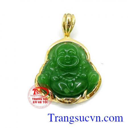 Mặt phật tài lộc bọc vàng, mặt ngọc jadeite đã xử lý, mặt ngọc bọc vàng đẹp, đeo phong thủy, mặt ngọc,