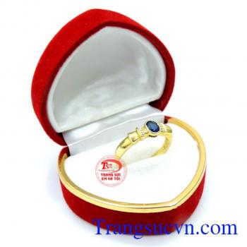 Nhẫn nữ sapphire 18k lam nhỏ xinh