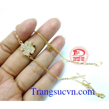 Lắc chân may mắn cỏ bốn lá vàng