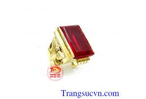 Nhẫn nam đá đỏ vàng
