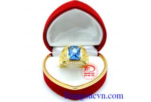 Nhẫn nam vàng đá xanh