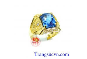 Nhẫn nam vàng đá xanh