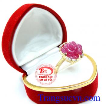 Nhẫn nữ vàng ruby hoa hồng ngọc