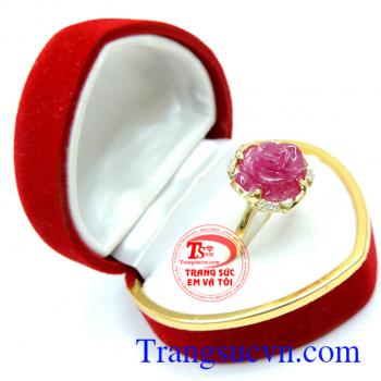 Nhẫn nữ vàng ruby hoa hồng ngọc