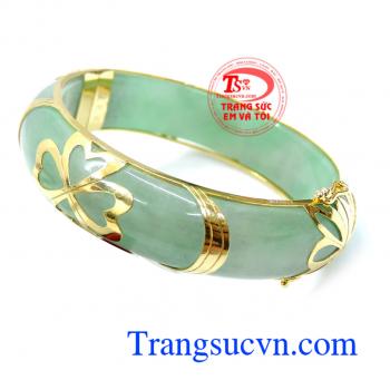 Vòng ngọc vàng tây sáng đeo hợp với trang phục áo dài,món quà cho các mẹ hay lên lễ,vòng ngọc bọc vàng tây đeo cho người đi đám, hộ, tiệc Quý phái