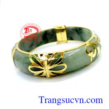 Ngọc myanma bọc vàng vòng tay