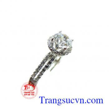 Nhẫn nữ vàng trắng 18k Italya