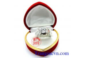 Nhẫn nam vàng trắng Italya 18k
