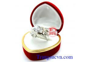 Nhẫn nam vàng trắng Italya 18k