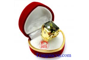 Nhẫn nam vàng tây đá xanh