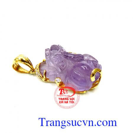 Mặt vàng tỳ hưu thạch anh tím, tỳ hưu đẹp,may mắn và tiền tài,lộc, tỳ hưu giá tốt nhất và uy tín