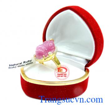 Nhẫn nữ đá quý vàng tây 14k đẹp, sang trọng. Nhẫn nữ Ruby kỳ diệu