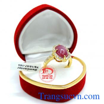 Nhẫn 14k ruby sao Lục yên