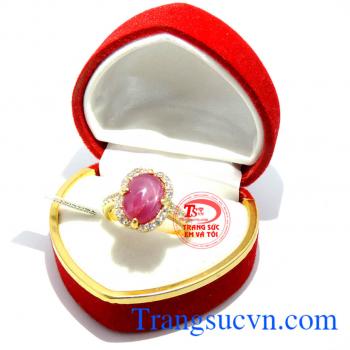 Nhẫn 14k ruby sao Lục yên