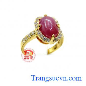 Nhẫn nữ 14k gắn đá quý Ruby đỏ tím Lục Yên. Nhẫn 14k ruby sao Lục yên