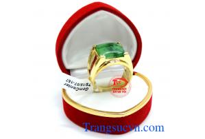 Nhẫn nam vàng tây 14k đá quý ngọc cẩm thạch jadeite thiên nhiên