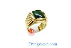 Nhẫn nam vàng tây 14k bọc ngọc cẩm thạch thiên nhiên