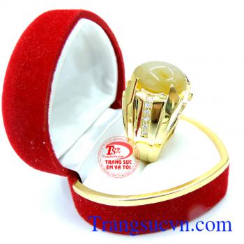 Nhẫn nam sapphire vàng cabochon, Nhẫn nam vàng tây 14k