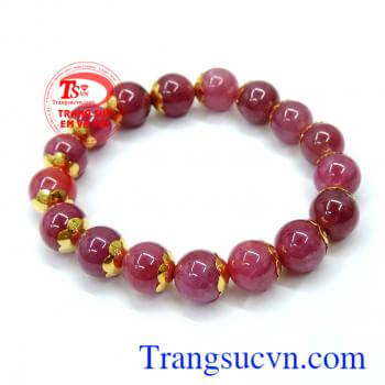 Vòng ruby hồng ngọc nữ bọc vàng 10k đẹp. Vòng ngọc nữ Ruby sang trọng