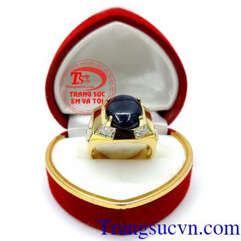 Nhẫn nam sapphire lam đậm