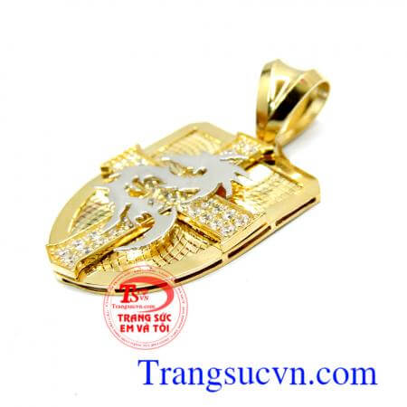 Chất lượng vàng đảm bảo chất lượng vàng trắng + vàng màu, thiết kế và chế tác sắt nét tinh tế, Mặt dây nam vàng tây rồng đẹp