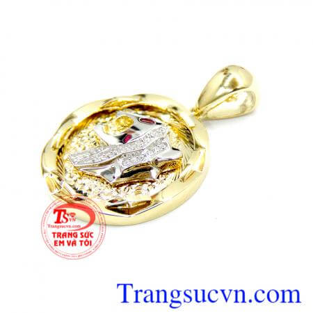 Mặt dây chuyền vàng báo đẹp, dành cho phái mạnh, đeo hợp thời trang, nổi bật và nam tính,