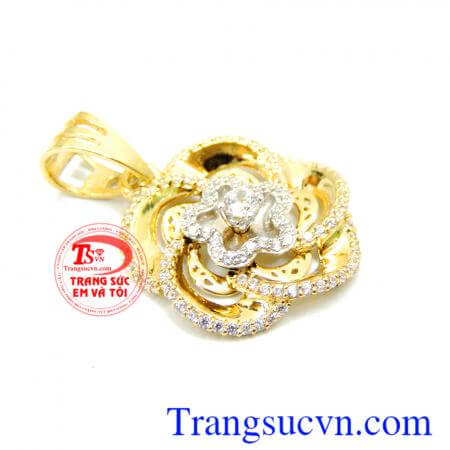 Mặt nữ vàng thanh lịch, mặt nữ vàng 10k đẹp, giá chuẩn. Mặt dây nữ hoa đính đá kim cương
