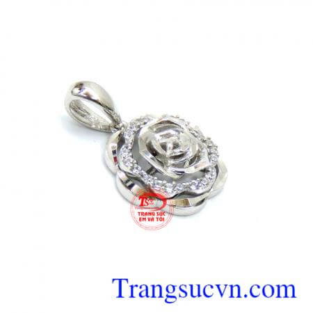 Mặt vàng trắng 10k hoa hồng đeo hợp thời trang. Mặt dây chuyền hình hoa vàng trắng