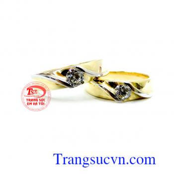 Cặp nhẫn cưới vàng dành cho cặp đôi tình yêu nhẫn cưới vàng tây đảm bảo chất lượng