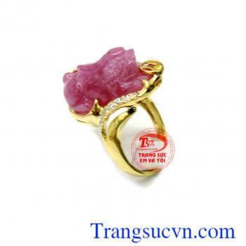 Nhẫn nữ đá quý tự nhiên. Nhẫn nữ tỳ hưu ruby đẹp