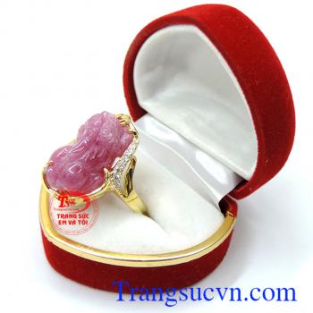 Nhẫn vàng tây gắn đá ruby. Nhẫn nữ tỳ hưu ruby đẹp