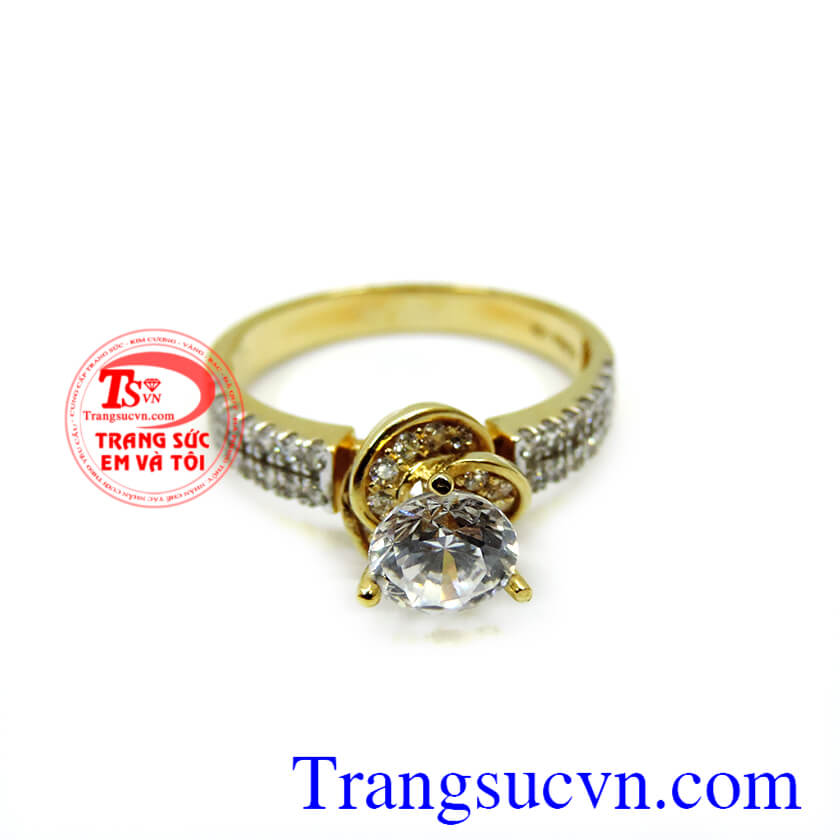 Nhẫn nữ vàng tây xinh. Nhẫn nữ đá quý korea 10k