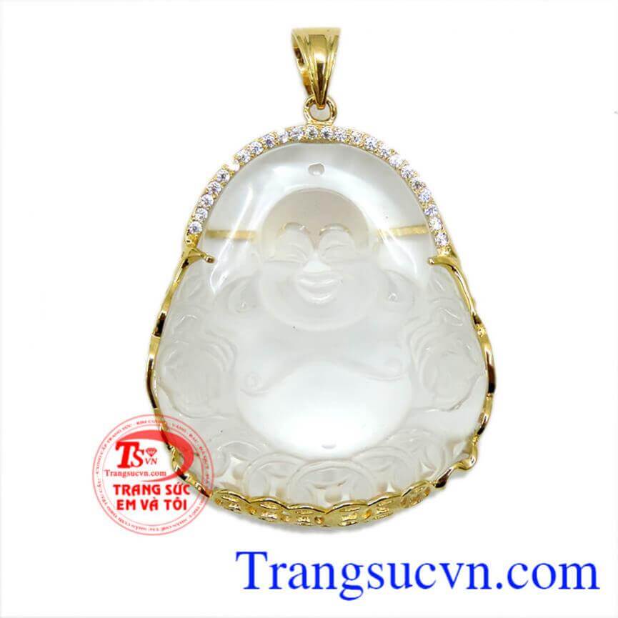 Di lặc thạch anh trắng vàng 14k