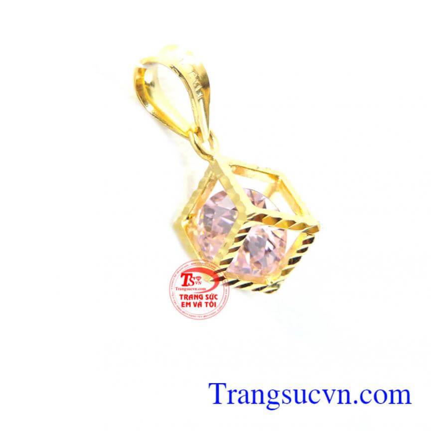 Mặt nữ vàng tây đá hồng xinh