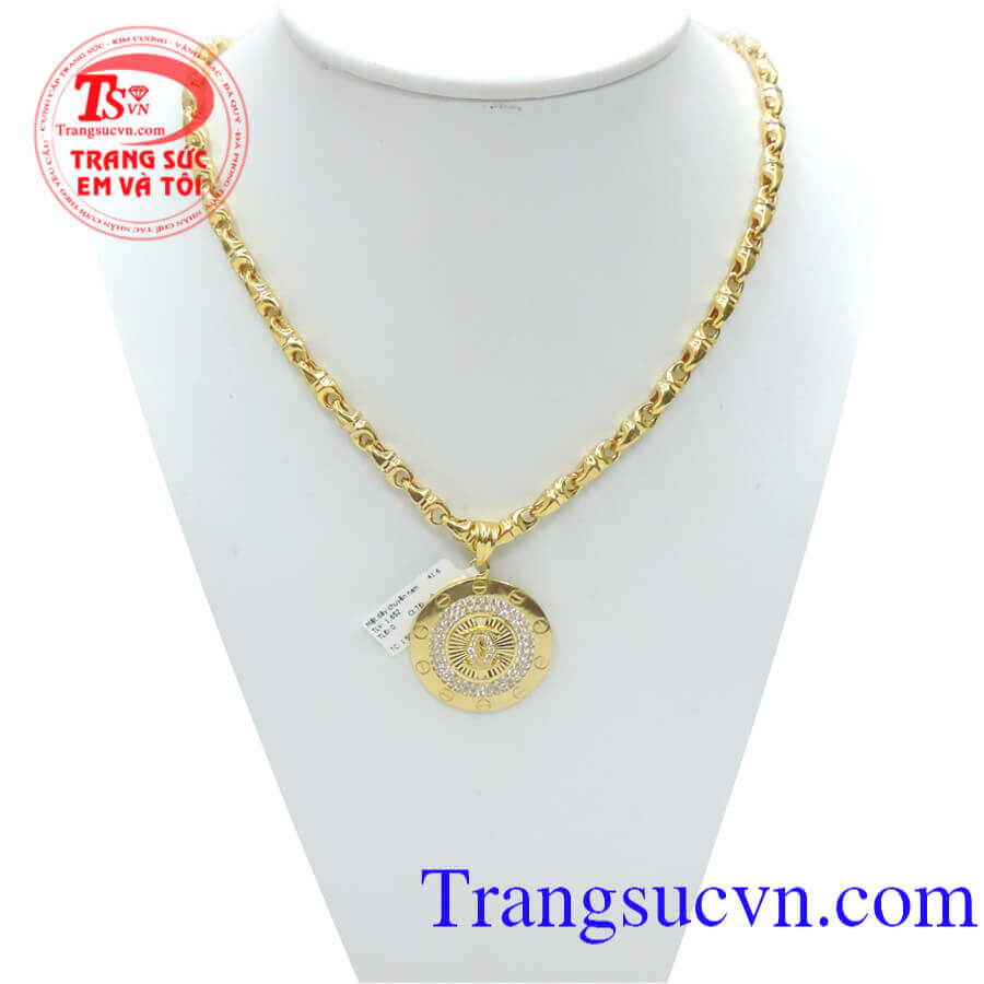Bộ dây chuyền vàng mặt logo, trang sức vàng món quà ý nghĩa,1 chiếc dây chuyền và mặt dây đẹp dành tặng phái mạnh