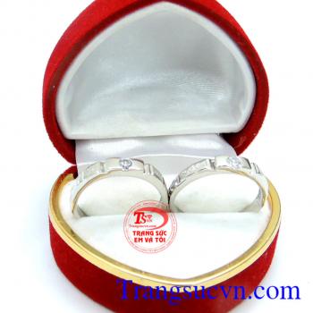 Nhẫn cưới vàng trắng kiểu đẹp 18k