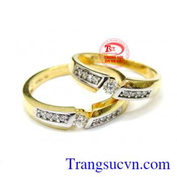 Cặp nhẫn cưới vàng dành cho cặp đôi tình yêu nhẫn cưới vàng tây đảm bảo chất lượng