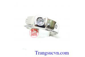 Nhẫn nam vàng trắng kim cương Korea