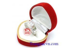 Nhẫn nam vàng trắng tinh xảo, nhẫn nam vàng 18k đẹp, nhẫn nam vàng trắng sáng