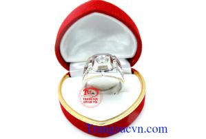 Nhẫn nam vàng trắng đá quý korea