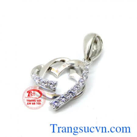 Mặt dây nữ vàng trắng trái tim 18k