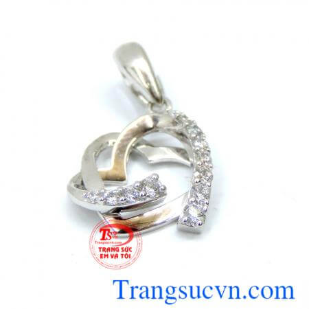 Mặt dây nữ vàng trắng trái tim 18k