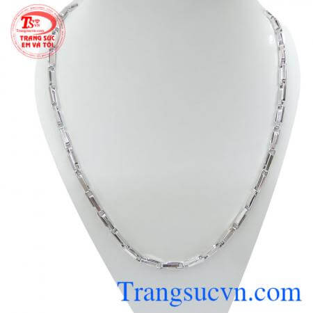 Vòng cổ vàng trắng Italy 18k dây chuyền vàng trắng 18k mắt xích đeo cổ hợp thời trang