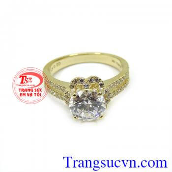 Nhẫn nữ đẹp điệu đà gắn đá. Nhẫn nữ vàng tây 10k korea