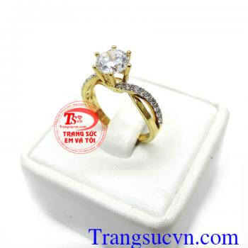 Nhẫn nữ điệu đà sang trọng. Nhẫn nữ vàng tây kim cương nhân tạo