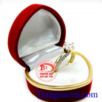 Nhẫn nữ đẹp điệu đà gắn đá. Nhẫn nữ vàng tây 10k kim cương